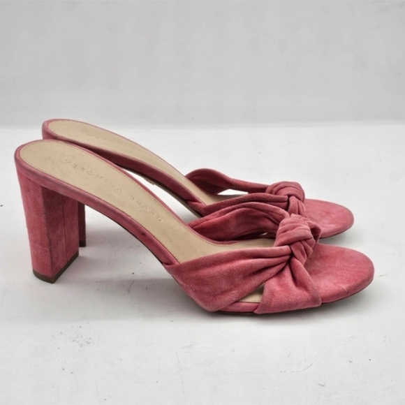 Veronica Beard Women’s Ganita Knot-Front Slides Size 9 Pink Suede Sandals - Picture 5 of 13